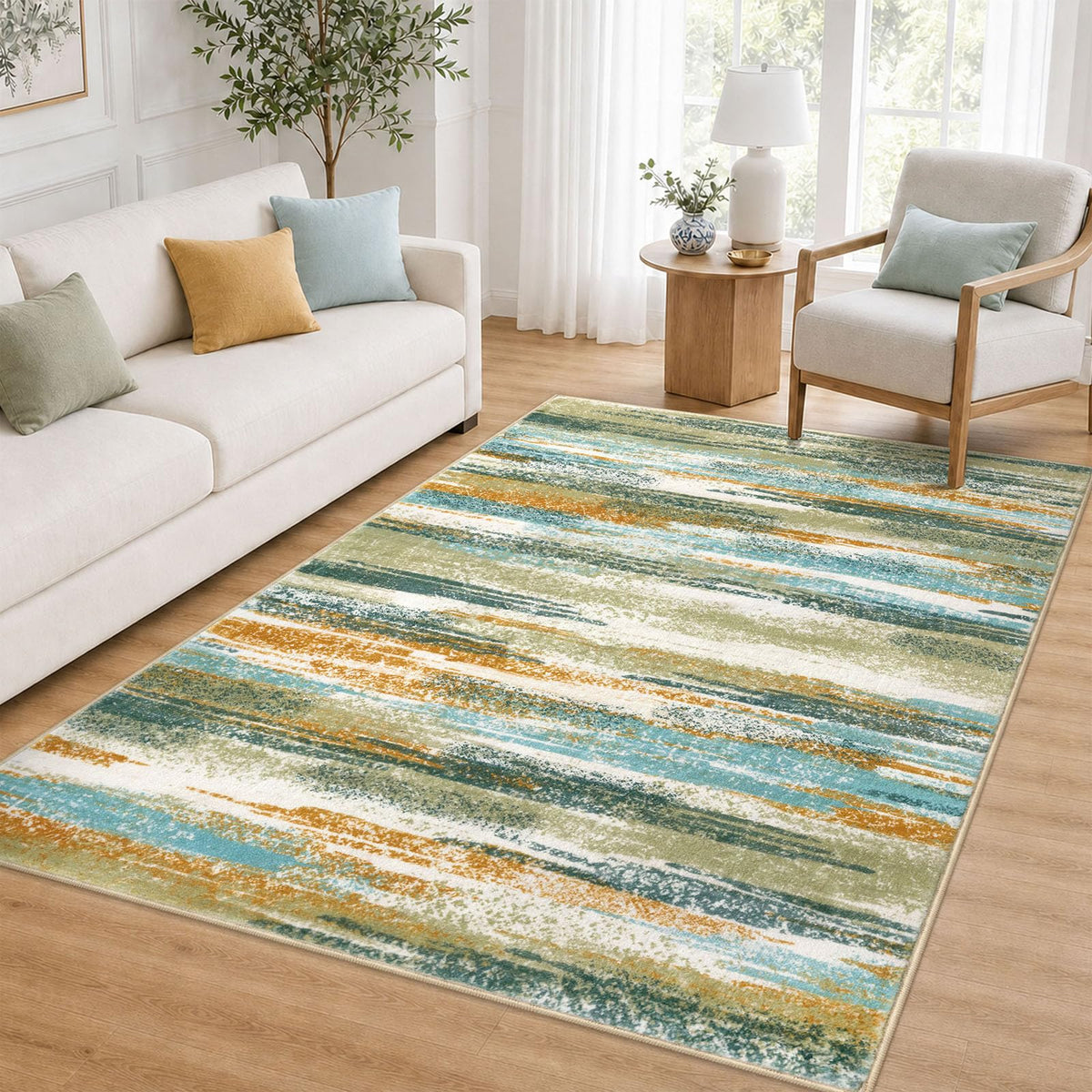 Lansny Abstract Washable 2x6 Runner Rug Non Slip Runners for Hallway