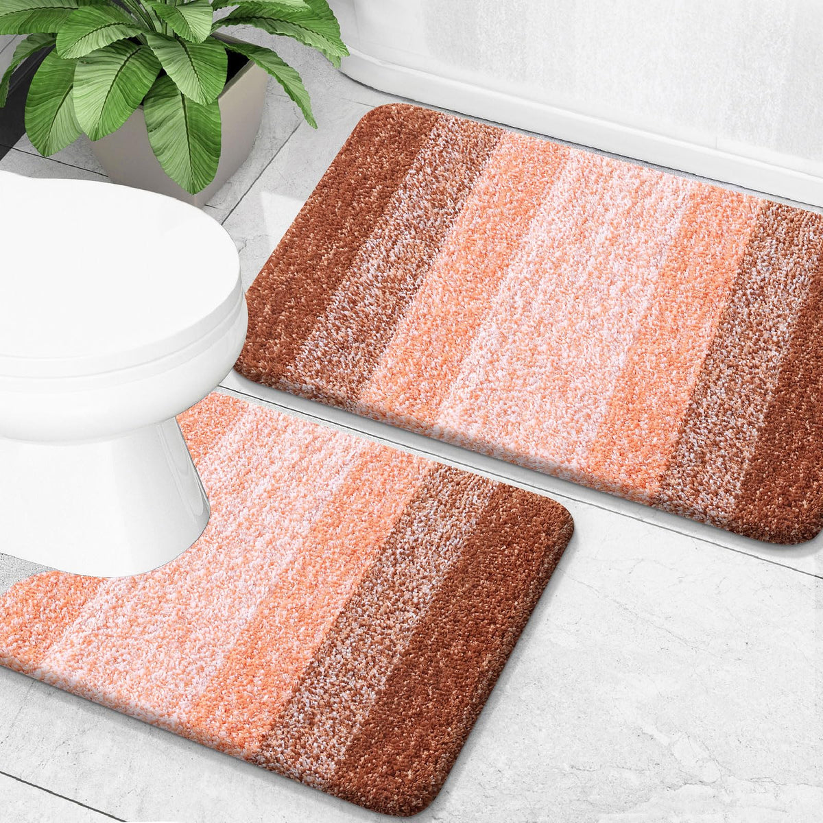 OLANLY Micorfiber Bathroom Rug Set 2 Piece, Soft Absorbent Bath Mats, Grey