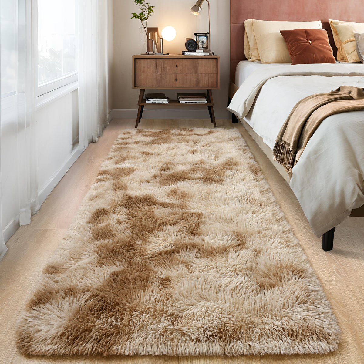Tepook Black Soft Runner Rugs for Bedroom 2x6 ft with Rubber Backing