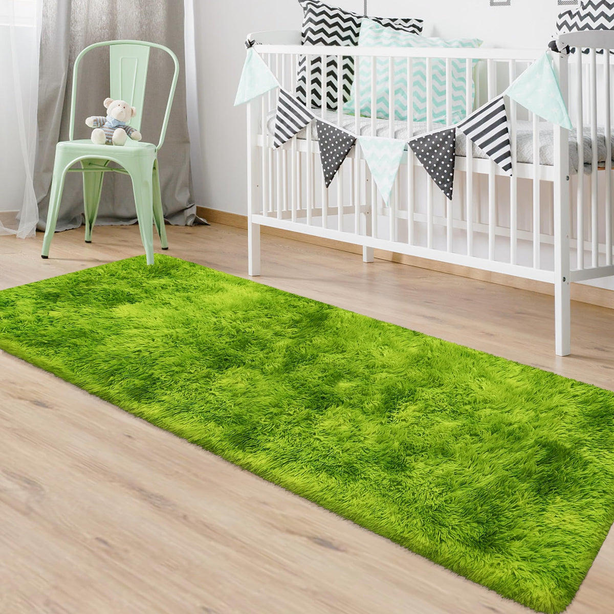 Soft Fluffy Beige Runner Rug for Bedroom, Bedside Long Rug Runner