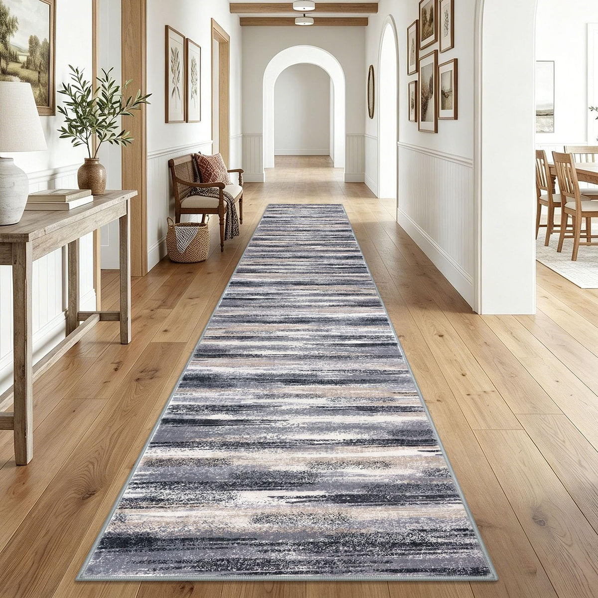Lansny Abstract Washable 2x6 Runner Rug Non Slip Runners for Hallway