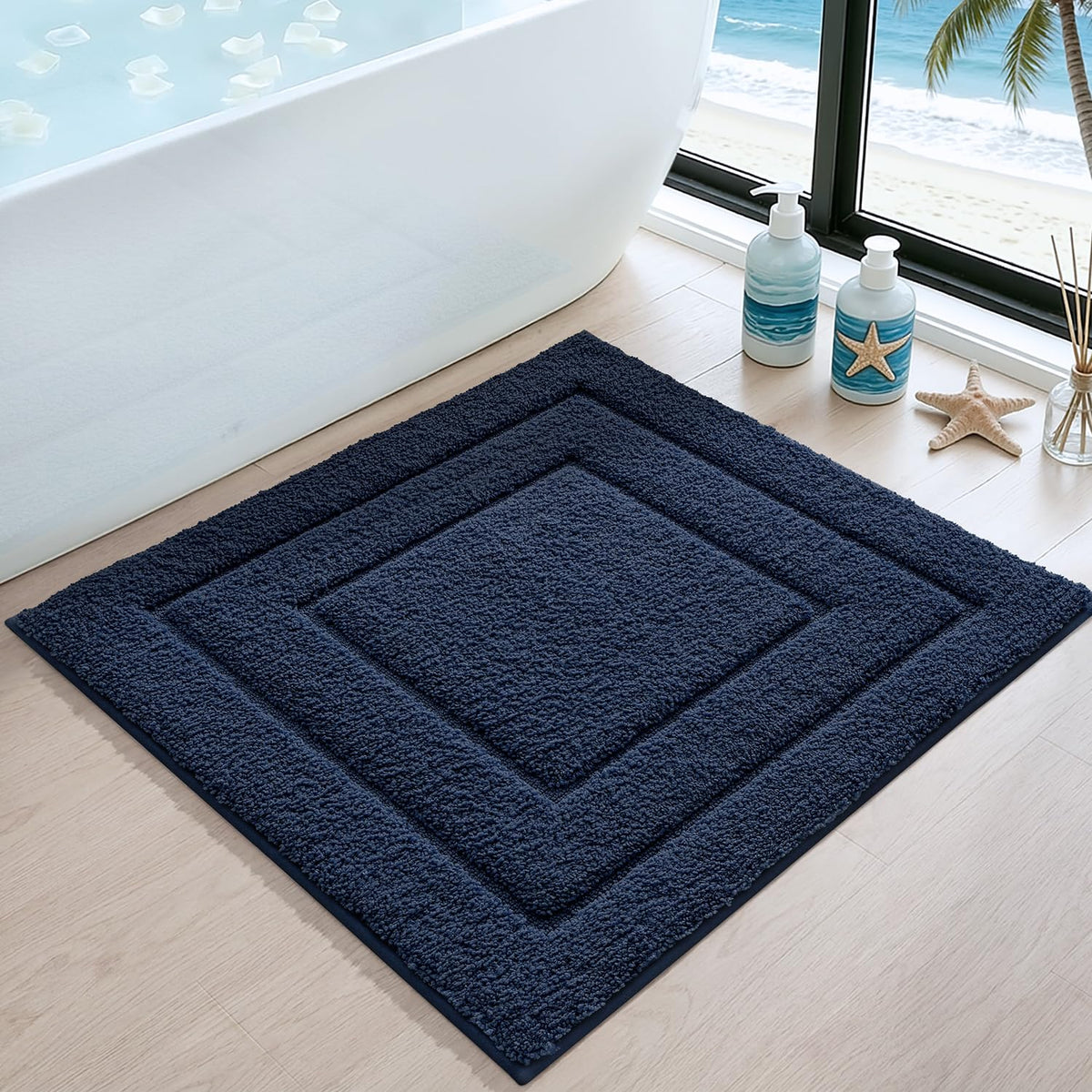 DEXI Bathroom Rugs 36x24, Non-Slip Bath Mat Soft Absorbent, Beige