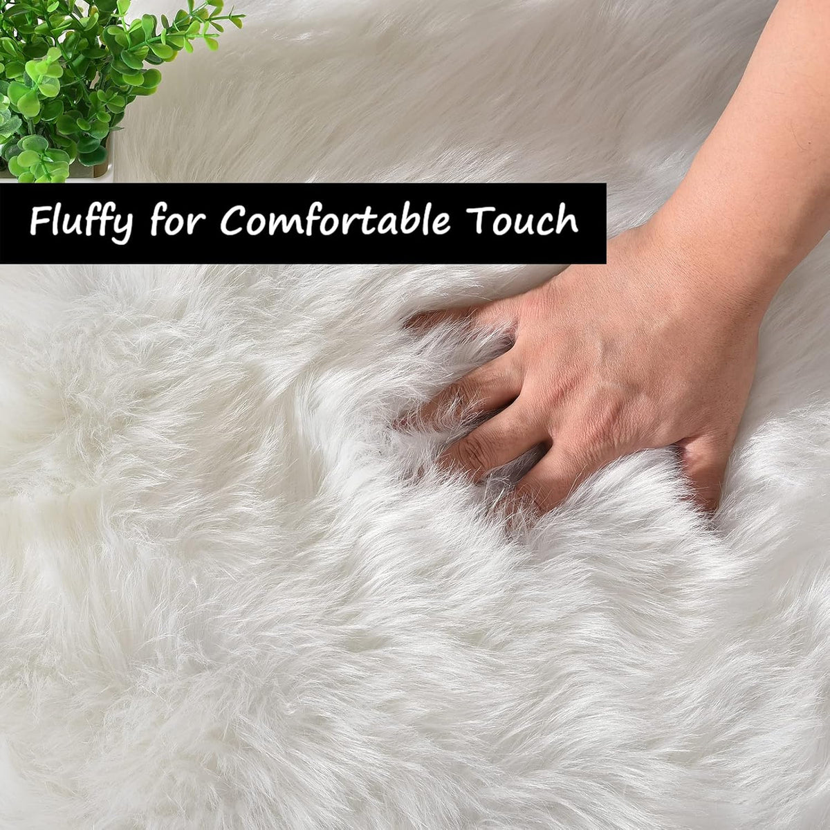 Goolela White Fluffy Faux Fur Rug for Bedroom Faux Sheepskin Rug 2x3 White Fuzzy Furry Bedside Carpet Dining Room Playroom Dorm Small Washable Rectangle