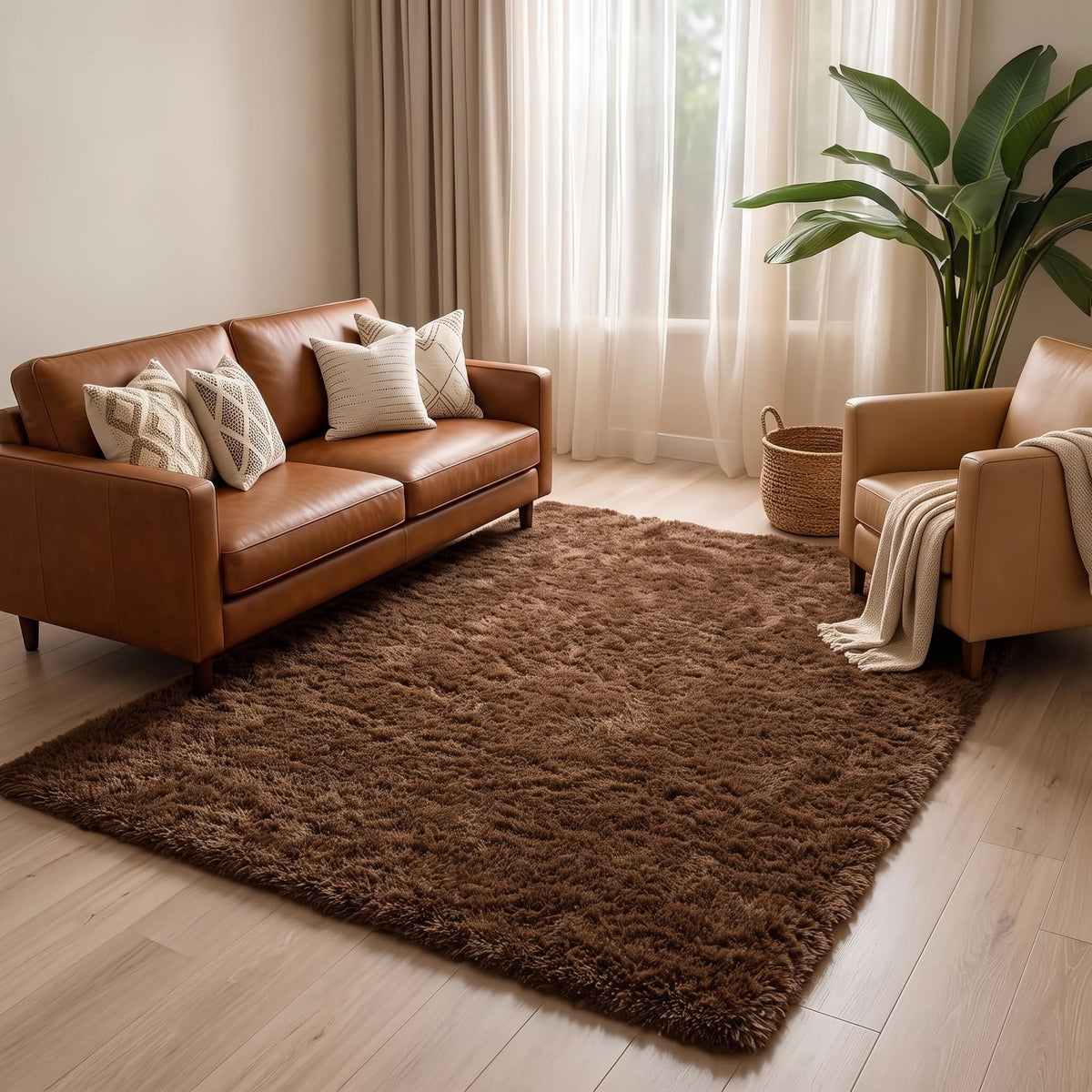 Amdrebio Burnt Orange Fall Shag Runner Area Rug 2x6 for Bedroom Living Room