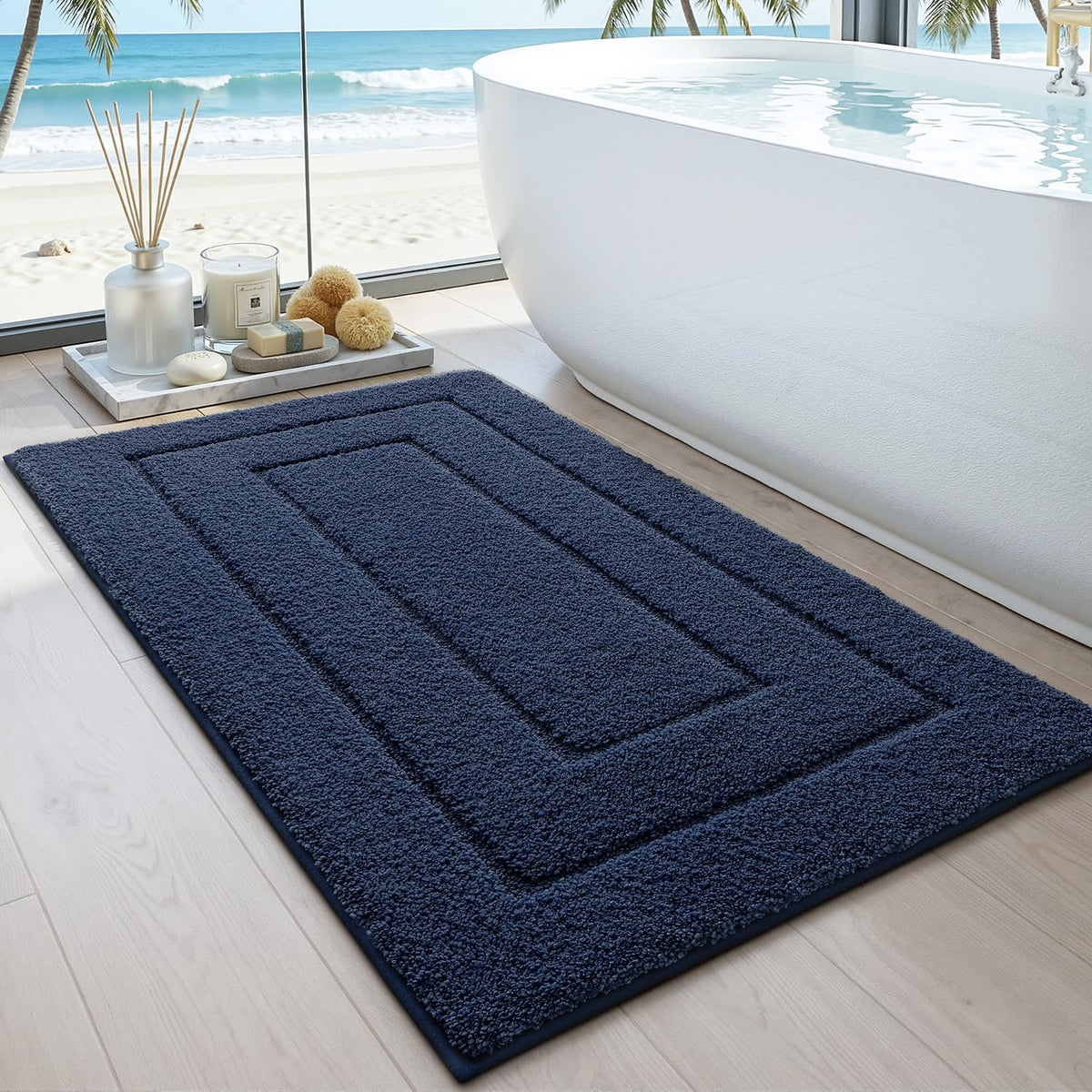 DEXI Bathroom Rugs 36x24, Non-Slip Bath Mat Soft Absorbent, Beige