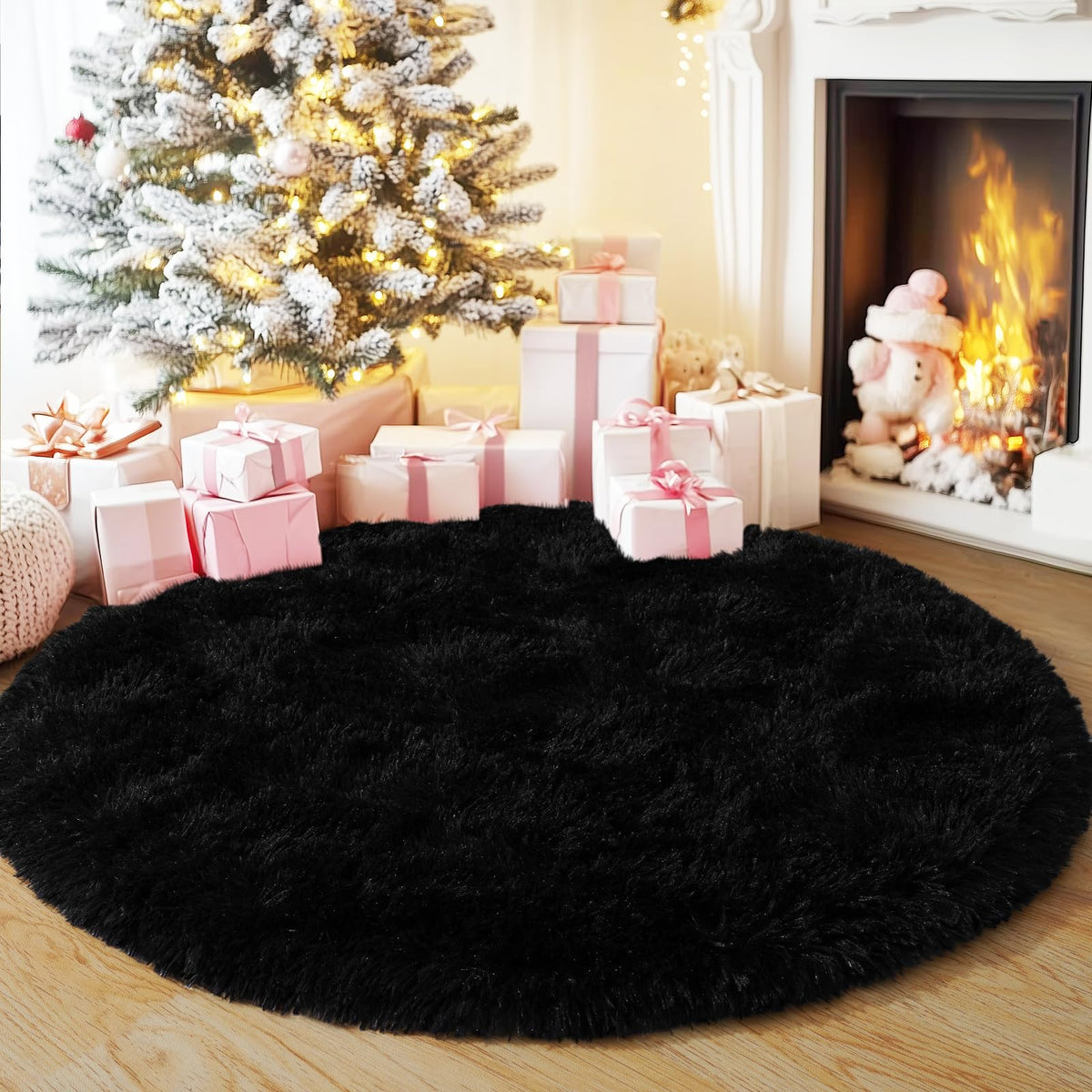 Small Black Area Rug, 2x3 Rug for Bedroom Shaggy Throw Rugs for Dorm Rug, Soft Shag Carpet for Kids Room, Plush Comfy Fluffy Bedside Rug for Home Decor Aesthetic