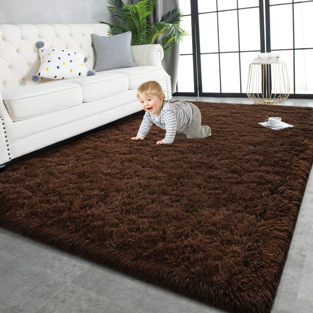 TWINNIS Super Soft Shaggy Runner Rugs Fluffy Carpets, 2x6 Feet, Indoor Modern Plush Area Rugs for Hallway Living Room Bedroom Kitchen Entryway, Upgrade Anti-Skid Rectangular Fuzzy Rug, Black