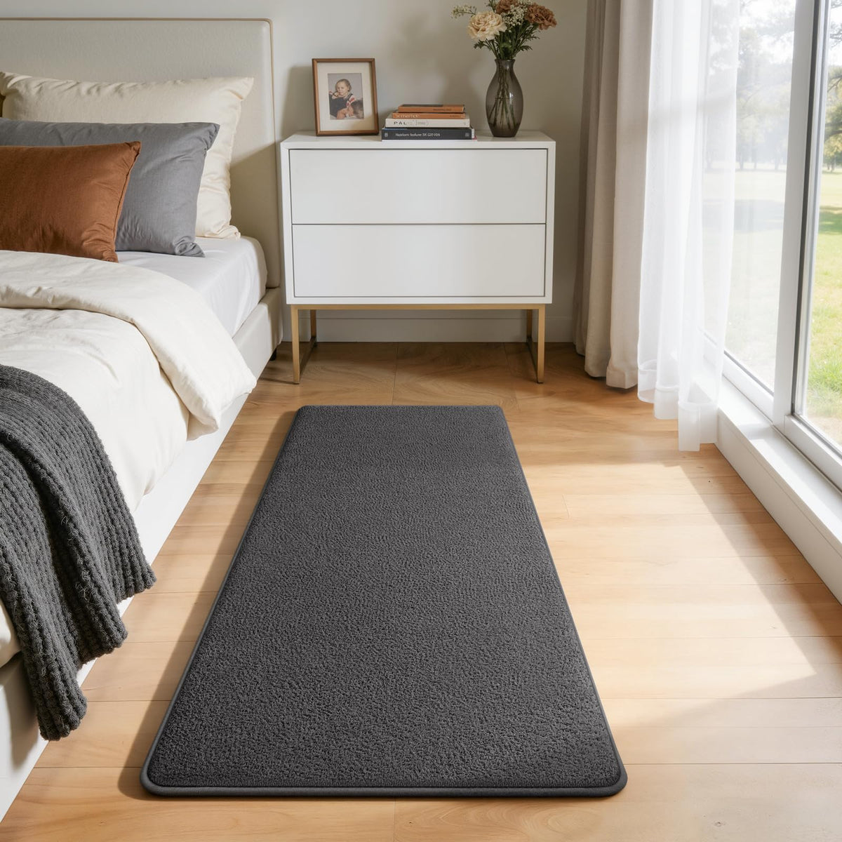 Modern Hallway Runner Rug, 2x6 Black Washable Non Slip Runner Rug