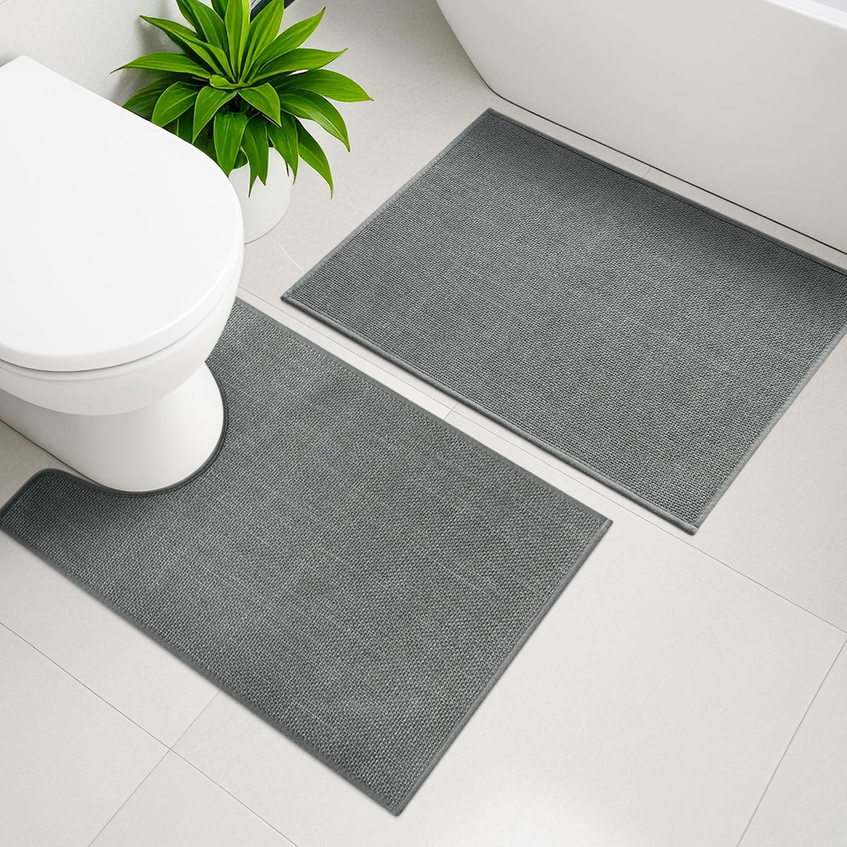 YIHOUSE Bathroom Rugs Thin Bath Mat Sets 2 Pieces Quick Dry,Beige