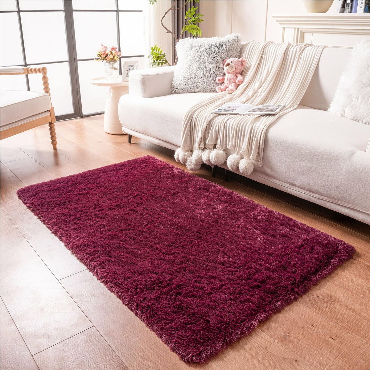 duduta Navy Blue Fluffy Plush Runner Rugs 2x6 ft Tie Dye Rectangle Shag Rug