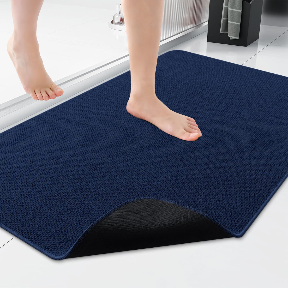 Smiry Ultra Thin Bath Mat 30X20, Non Slip Rubber Washable Bathroom Rugs