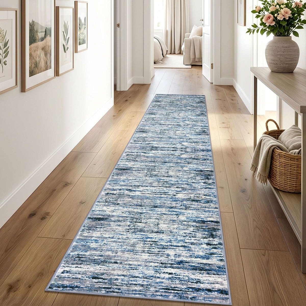 Lansny Abstract Washable 2x6 Runner Rug Non Slip Runners for Hallway