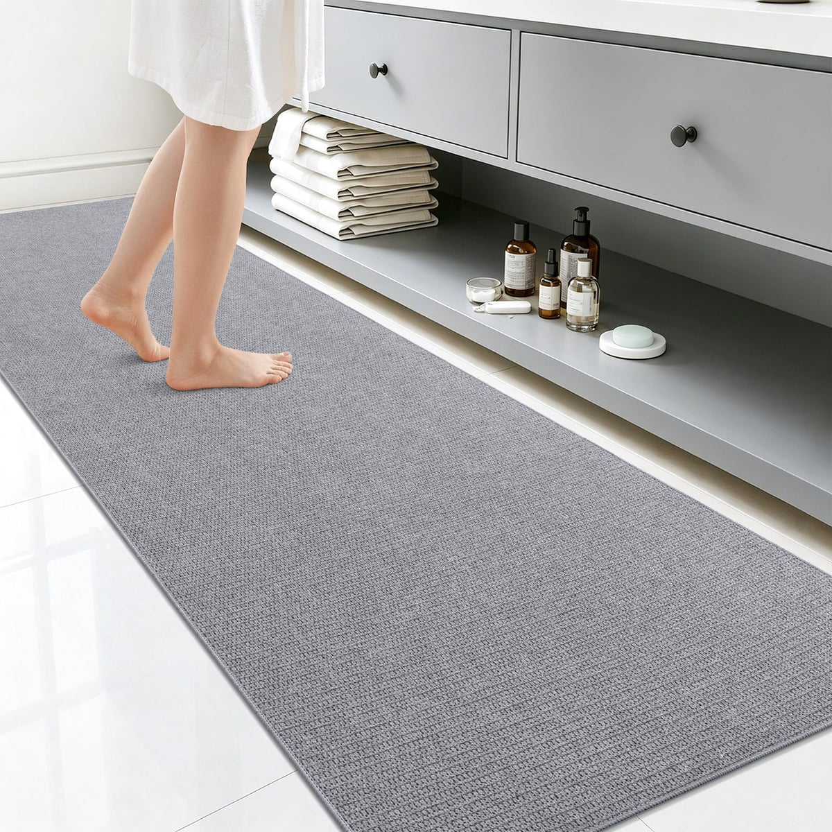 Smiry Ultra Thin Bath Mat 30X20, Non Slip Rubber Washable Bathroom Rugs