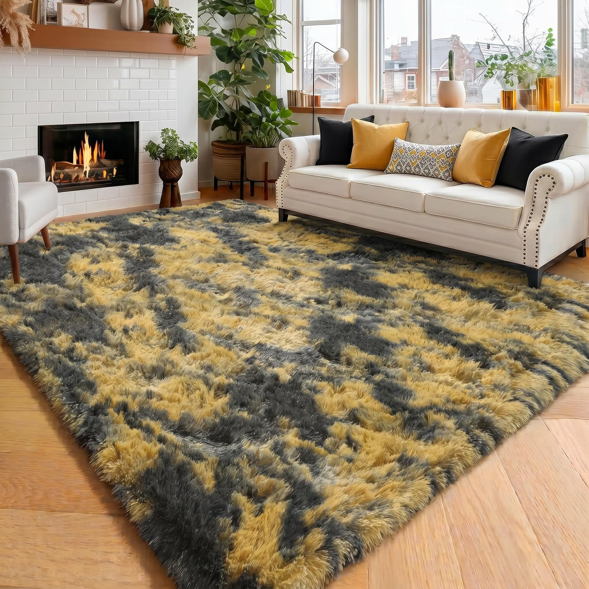 Amdrebio Burnt Orange Fall Shag Runner Area Rug 2x6 for Bedroom Living Room