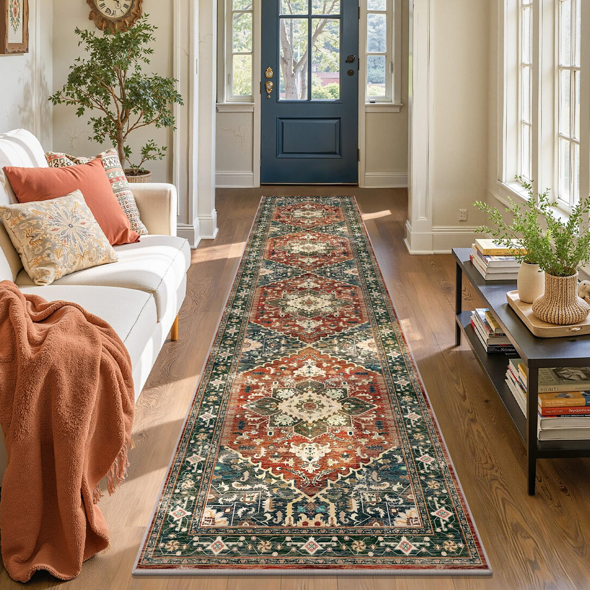 Yamaziot Washable Runner Rug, 2x8 Non-Slip Boho Vintage Hallway Kitchen Rug