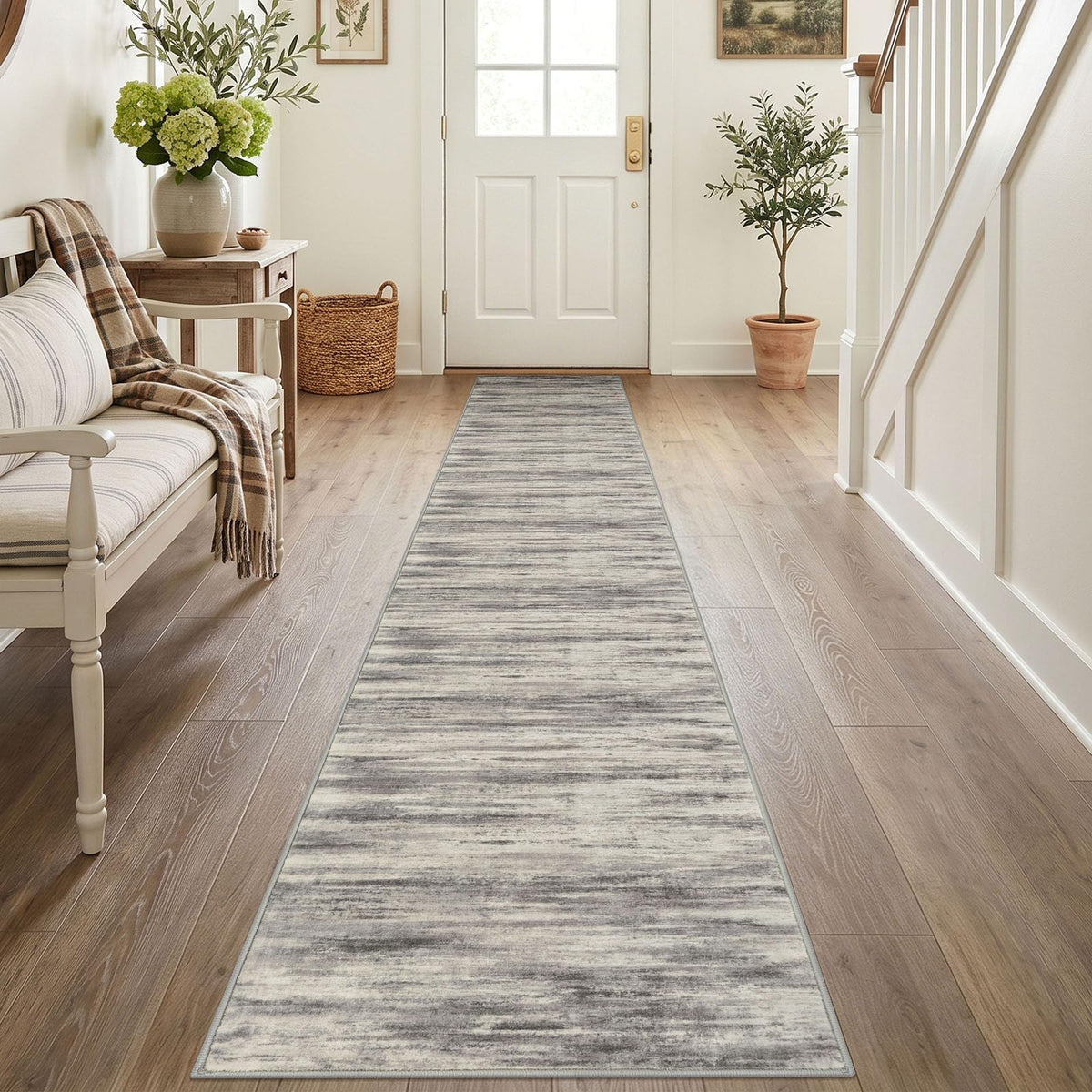 KOZYFLY Abstract Entryway Rug 2x3 Washable Door Mat Indoor Blue Beige