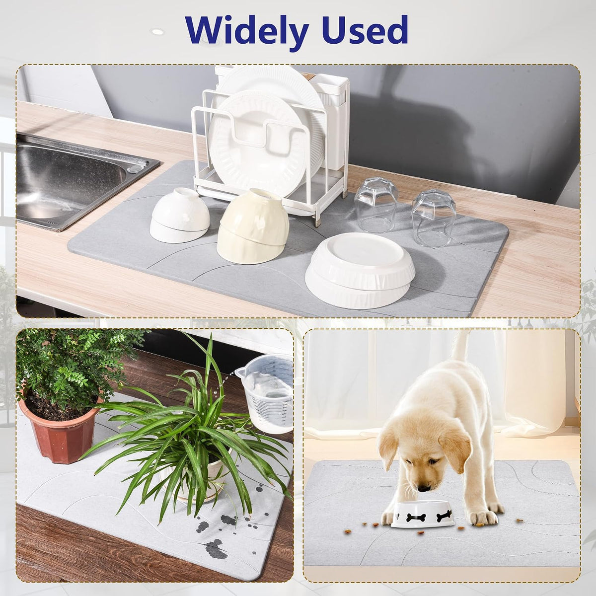 Fast Drying Stone Bath Mats for Bathroom, Non-Slip Diatomaceous Earth Bath Mat, Super Absorbent Bath Mat Stone (23.6''×15.4" White Flow)