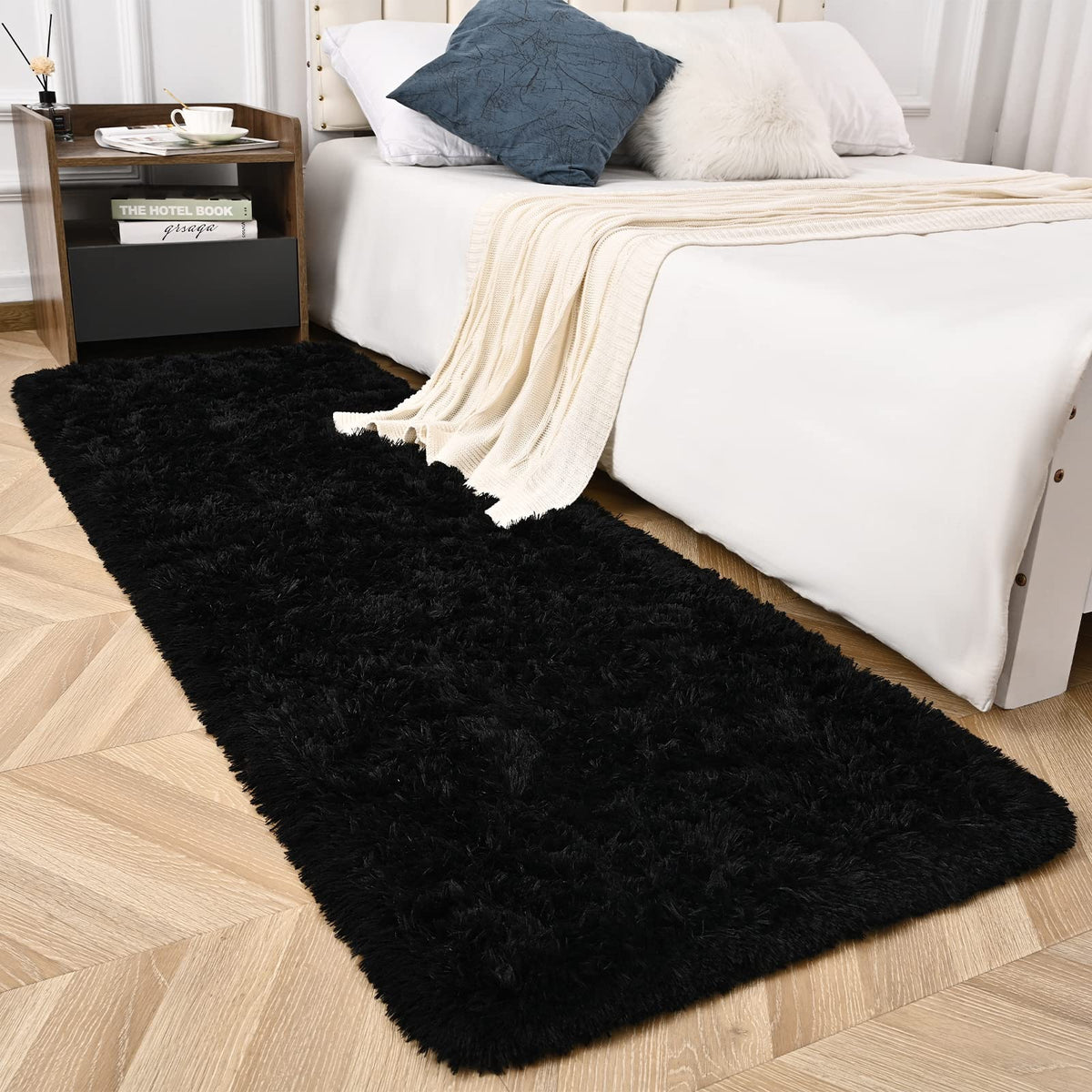 Sage Green Runner Area Rugs for Bedroom Living Room, 2x6 Feet Fluffy Bedside Rugs, Soft Shaggy Carpet Rug for Kids Room Nursery, Furry Rugs for Girls Boys Dorm Room Home Decor