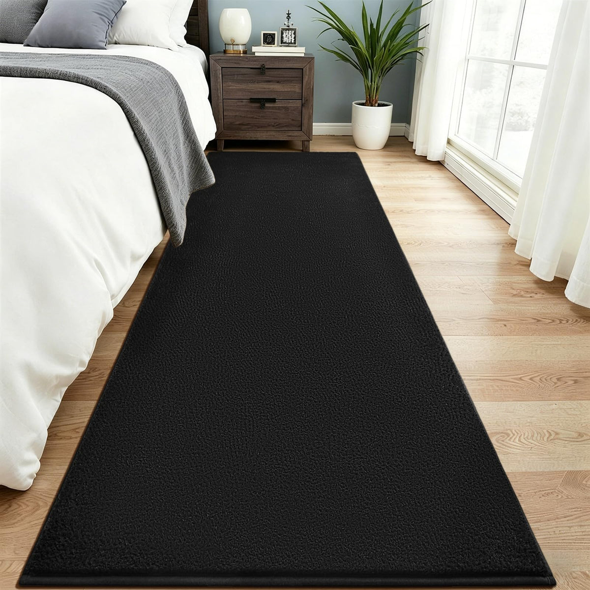 Vasofe Black Hallway Runner Rug, 2x6 Non Slip Runners, Washable Bedroom Rug