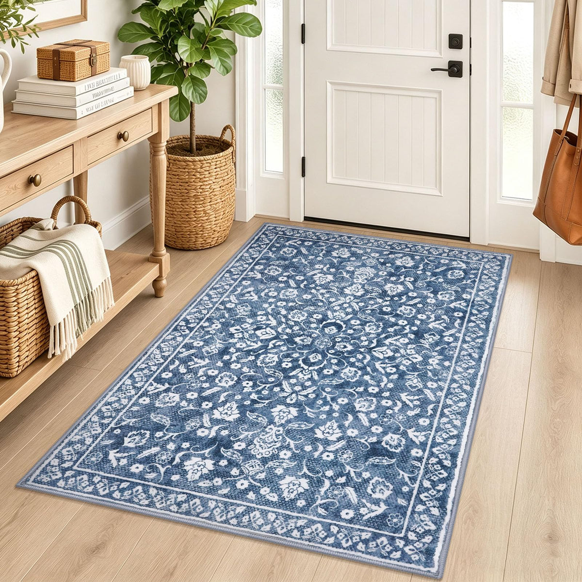 Vintage Washable Entryway Rug 2x3 Small Area Rug Non Slip Door Mat