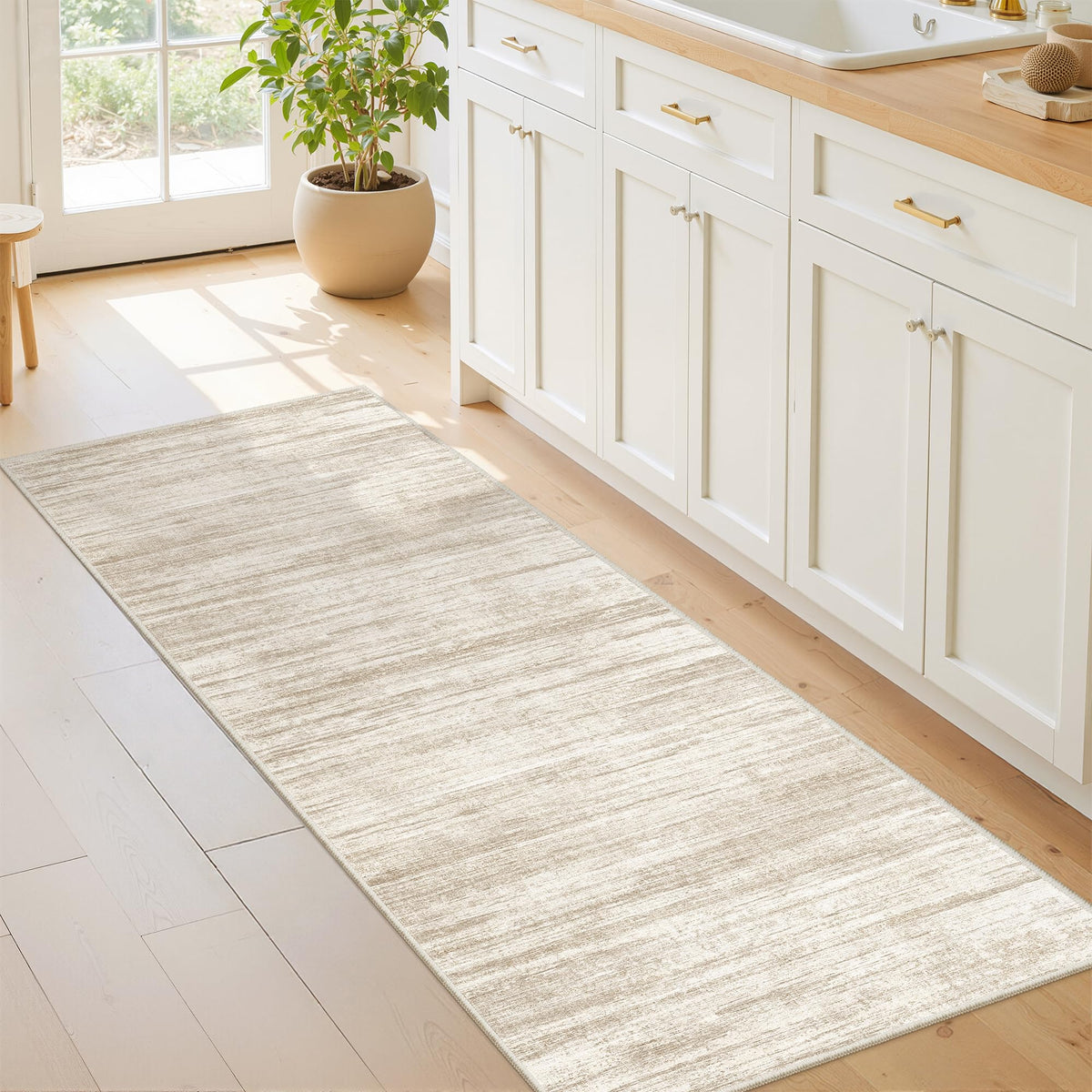2x8 Runner Rug Non Slip,Washable Hallway Runner Rug,Beige