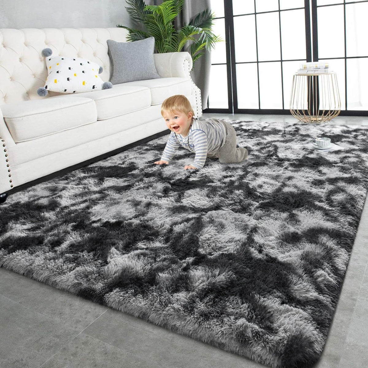 TWINNIS Super Soft Shaggy Runner Rugs Fluffy Carpets, 2x6 Feet, Indoor Modern Plush Area Rugs for Hallway Living Room Bedroom Kitchen Entryway, Upgrade Anti-Skid Rectangular Fuzzy Rug, Black