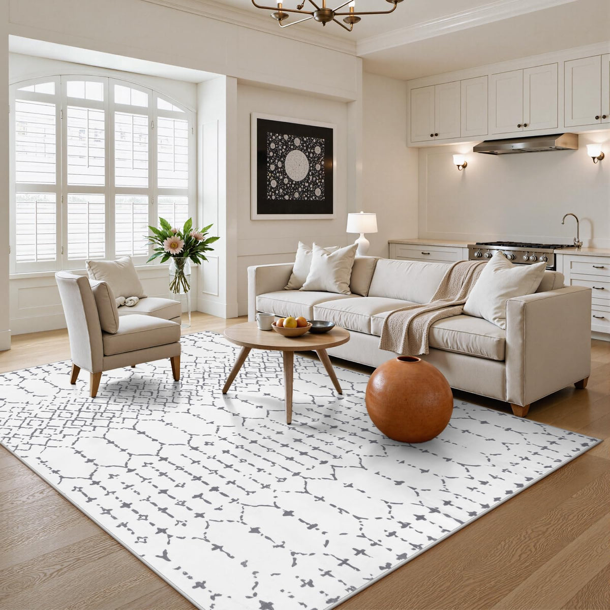 Lahome Moroccan Indoor Rugs for Entryway 2x3 Area Rug Non-Slip Backing Washable Inside Door Mats Low-Profile Throw Soft Rugs for Bathroom, Geometric Print Distressed Blue Rug for Kitchen Bedside Hana