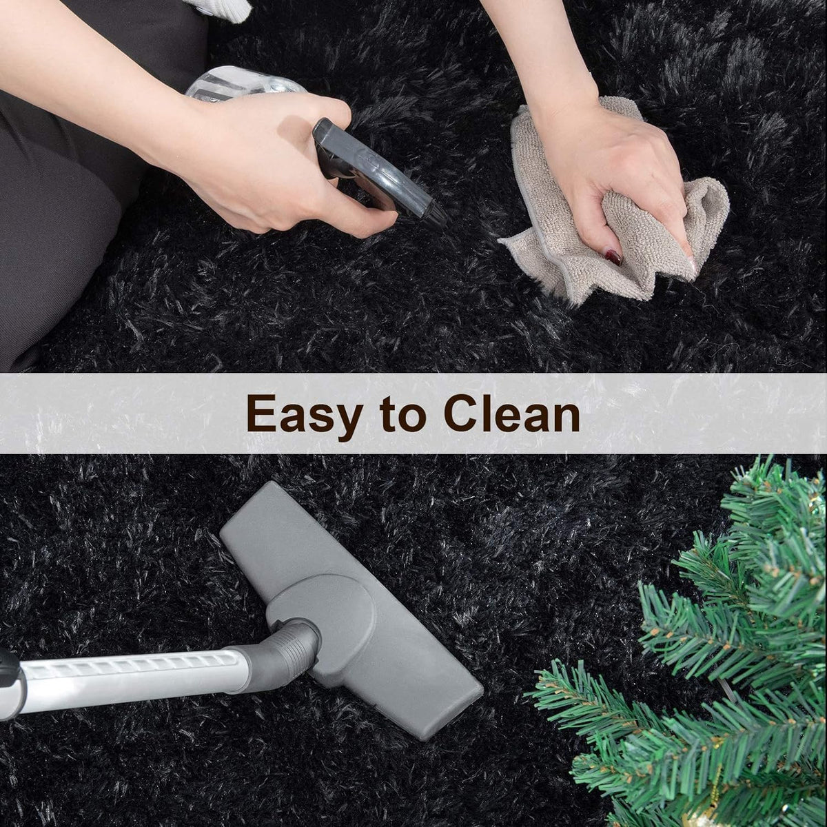TWINNIS Super Soft Shaggy Runner Rugs Fluffy Carpets, 2x6 Feet, Indoor Modern Plush Area Rugs for Hallway Living Room Bedroom Kitchen Entryway, Upgrade Anti-Skid Rectangular Fuzzy Rug, Black