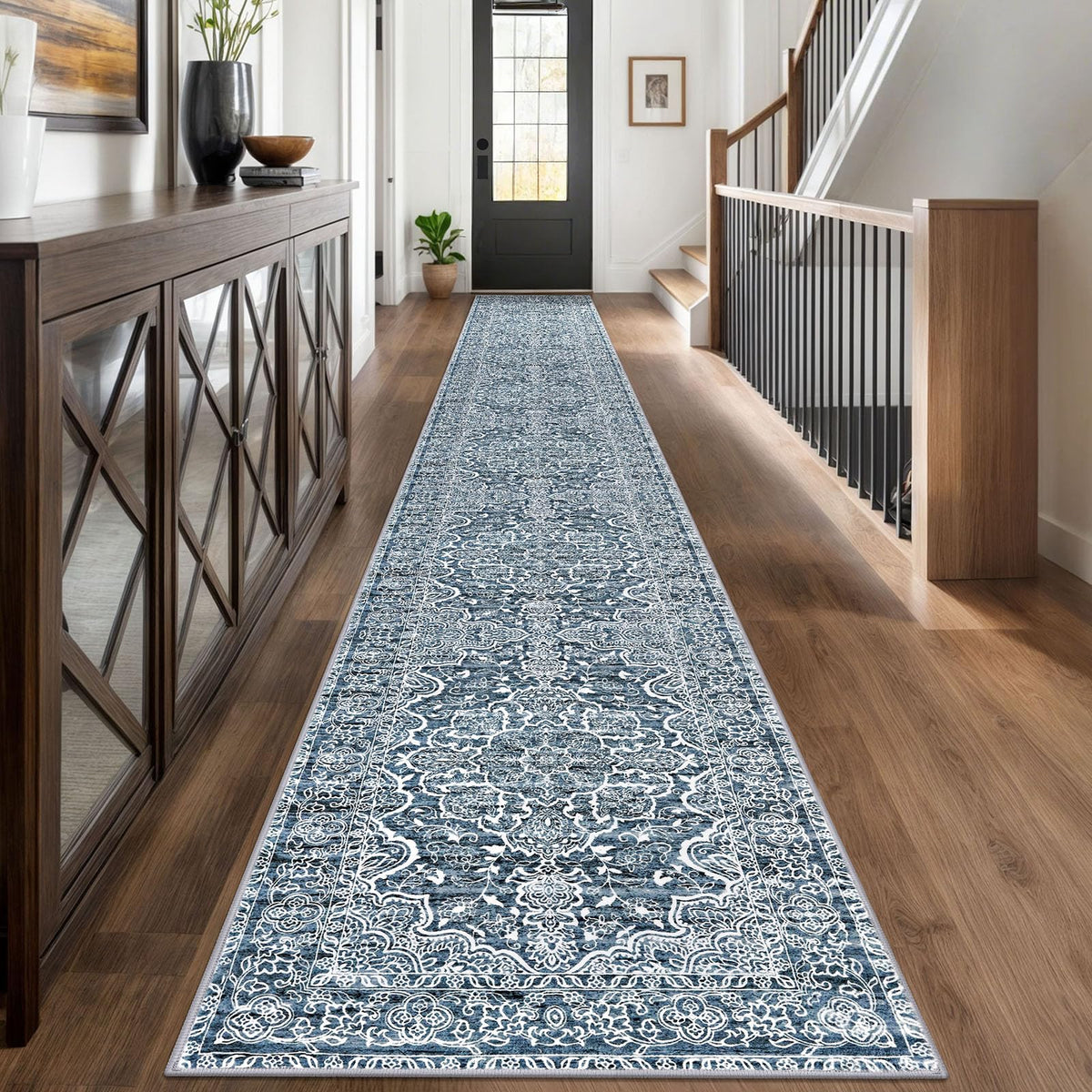 KUTA Entryway Rugs Indoor Washable Small Area Rug 2x3 Blue Entrance Carpet