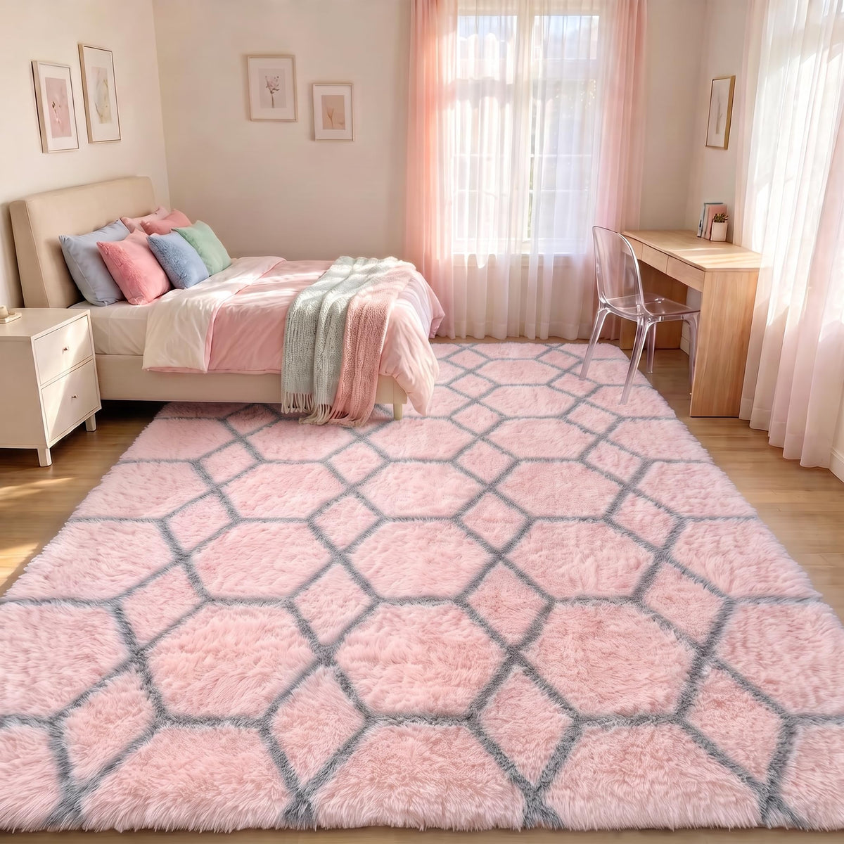 White Runner Rugs for Bedroom Living Room, Fluffy 2x6 Bedside Soft Area Rug