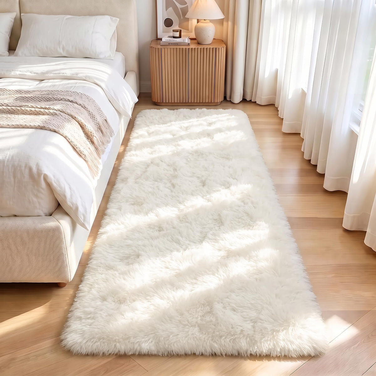 LOCHAS 2x3 Area Rugs Fluffy Living Room Carpets for Kids Bedroom, Brown