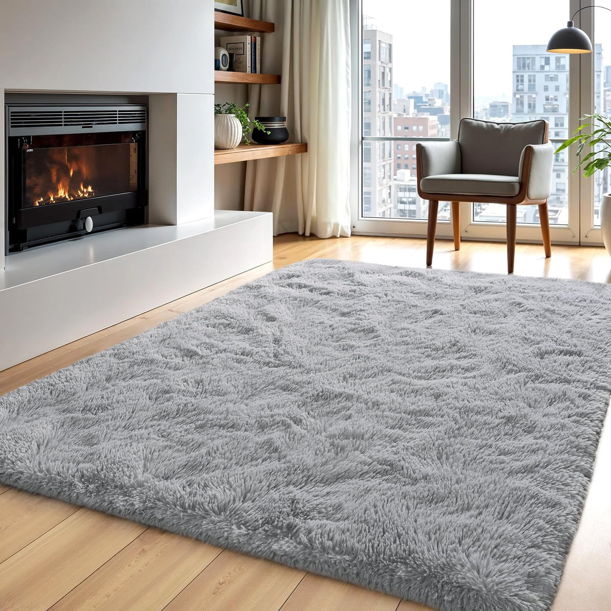 Zentavio 2x6 Runner Rugs for Hallway Shag Soft Bedroom Bedside Rugs Non Slip Fluffy Carpet for Kids Girls Boys Home Decor Aesthetic Dorm Nursery Tie-Dyed Black Grey