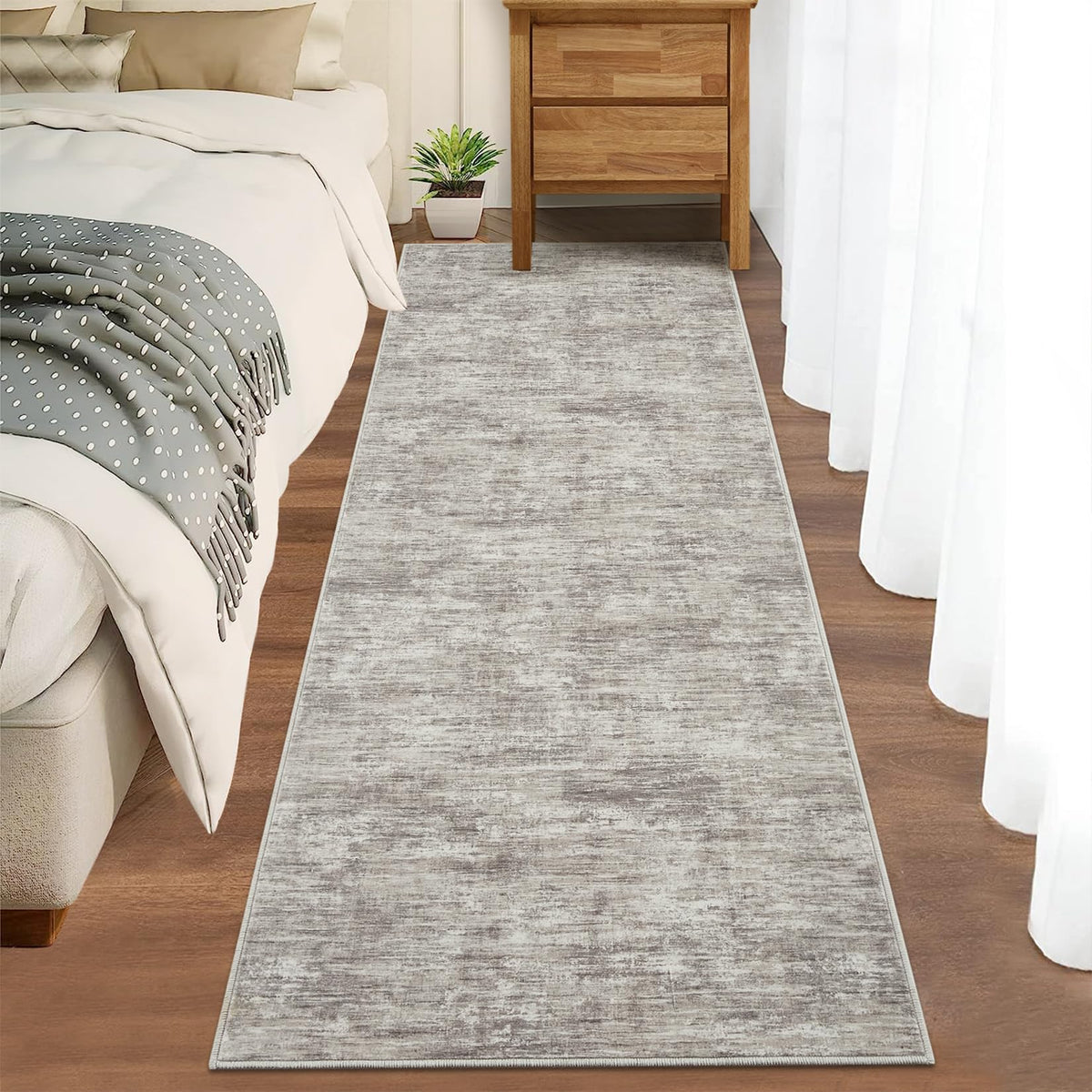 RUGSREAL Small Area Rug 2x3 Entryway Mat with Rubber Backing Stain Resistant Throw Carpet Modern Solid Color Bath Mat Contempowary Washable Rug for Living Room Bedroom Dining Room Kitchen, Beige 2x3