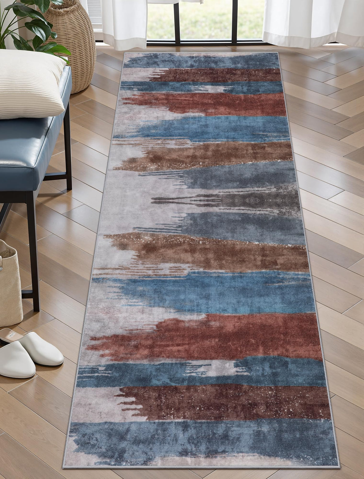 Ciicool Washable Area Rug 2x3 Entryway Rug, Modern Abstract Entry Mat Navy