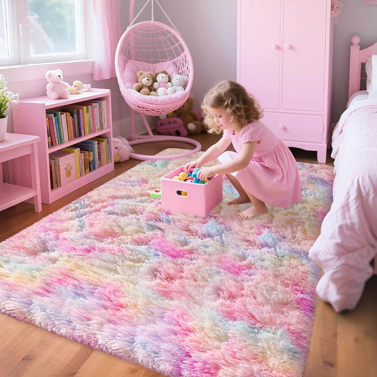 Soft Fluffy Beige Runner Rug for Bedroom, Bedside Long Rug Runner