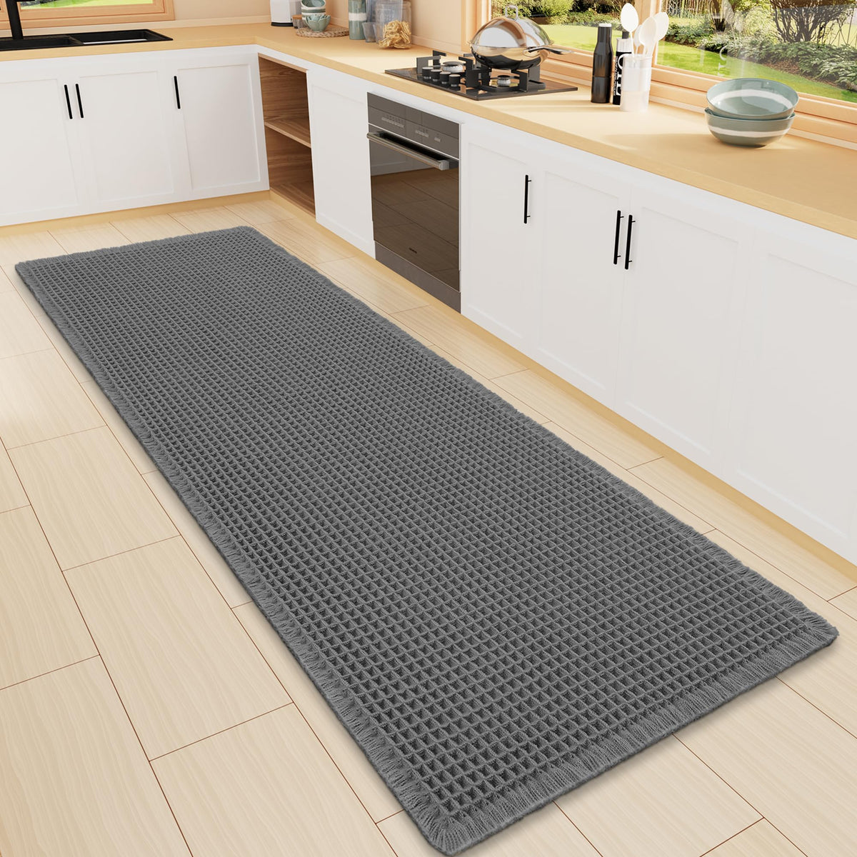 Smiry Waffle Bath Mat 30X20, Extra Soft Absorbent Bathroom Rugs, Brown