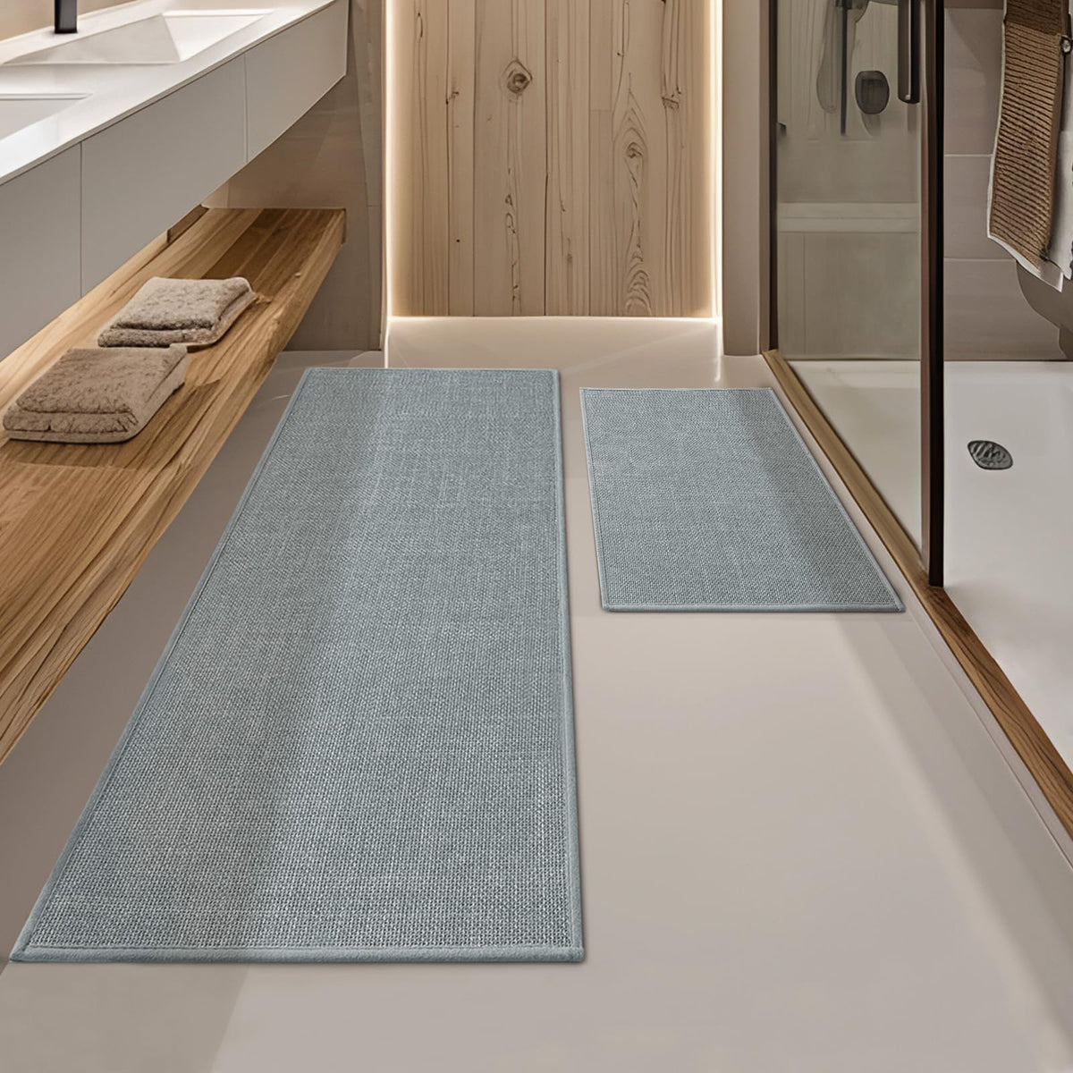 YIHOUSE Bathroom Rugs Thin Bath Mat Sets 2 Pieces Quick Dry,Beige