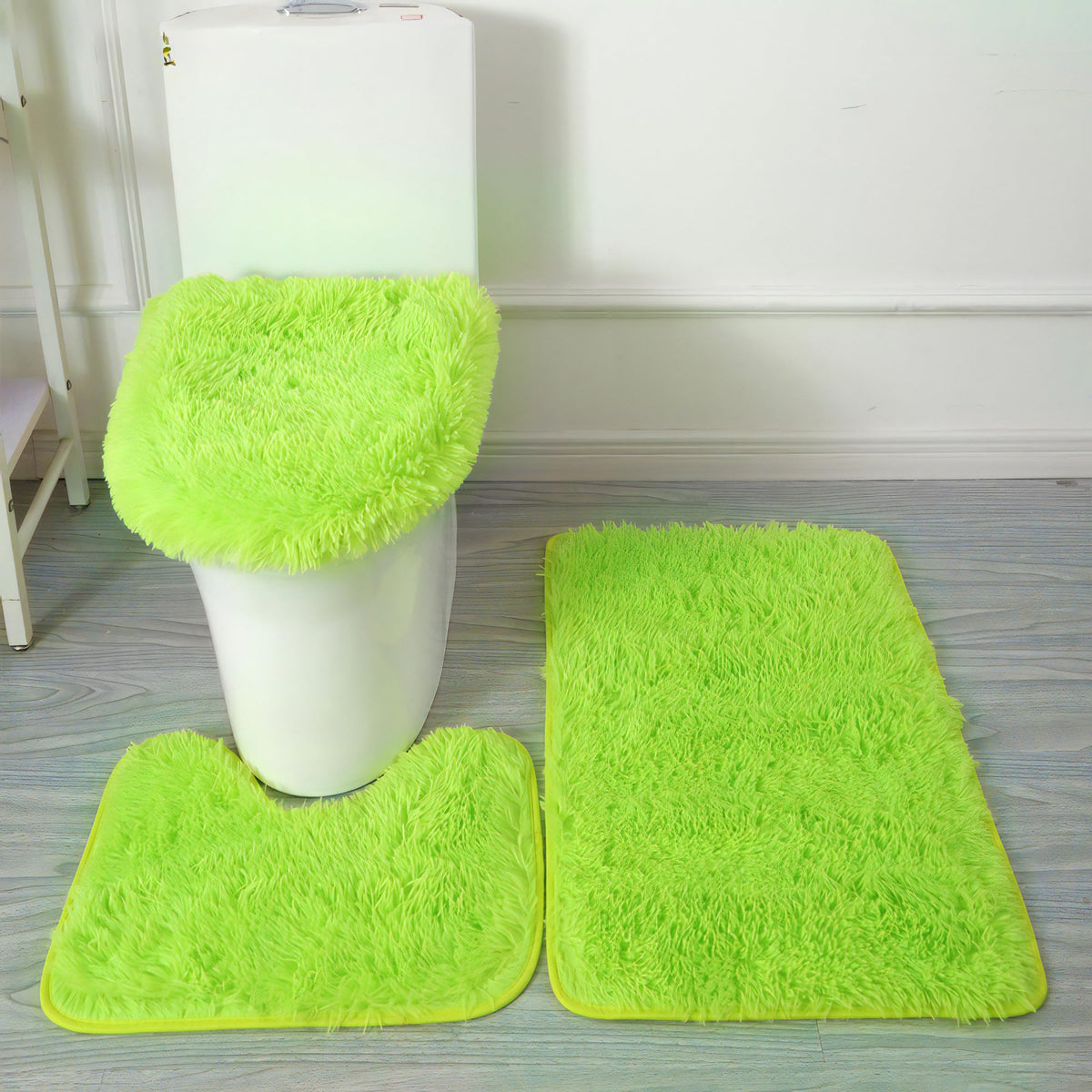 Black Bathroom Rugs Sets 3Piece Bath Mat Solid Bath Rug Floor Mats Washable Shower Rug with U-Shaped Contour Rug Toilet Lid Cover