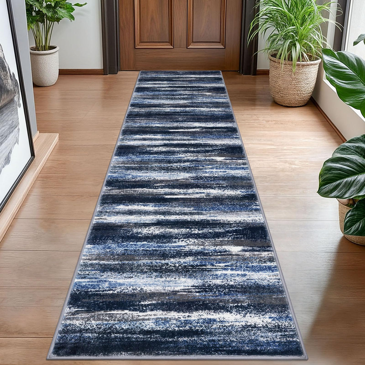 Lansny Abstract Washable 2x6 Runner Rug Non Slip Runners for Hallway
