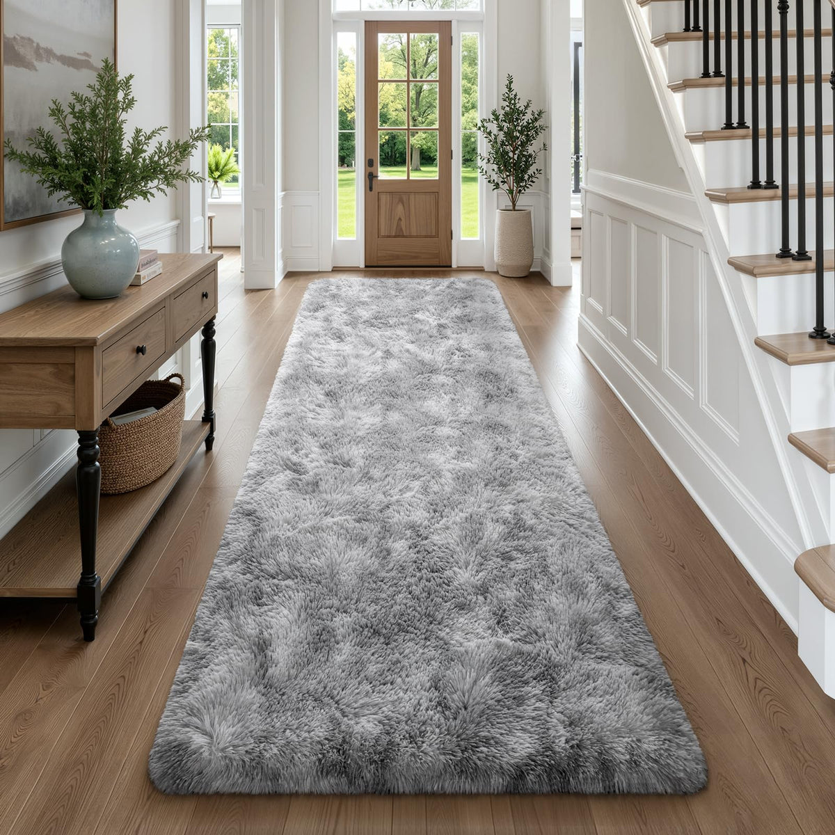 Deerhoo Runner Rugs 2x6 for Hallways Bedroom, Light Grey
