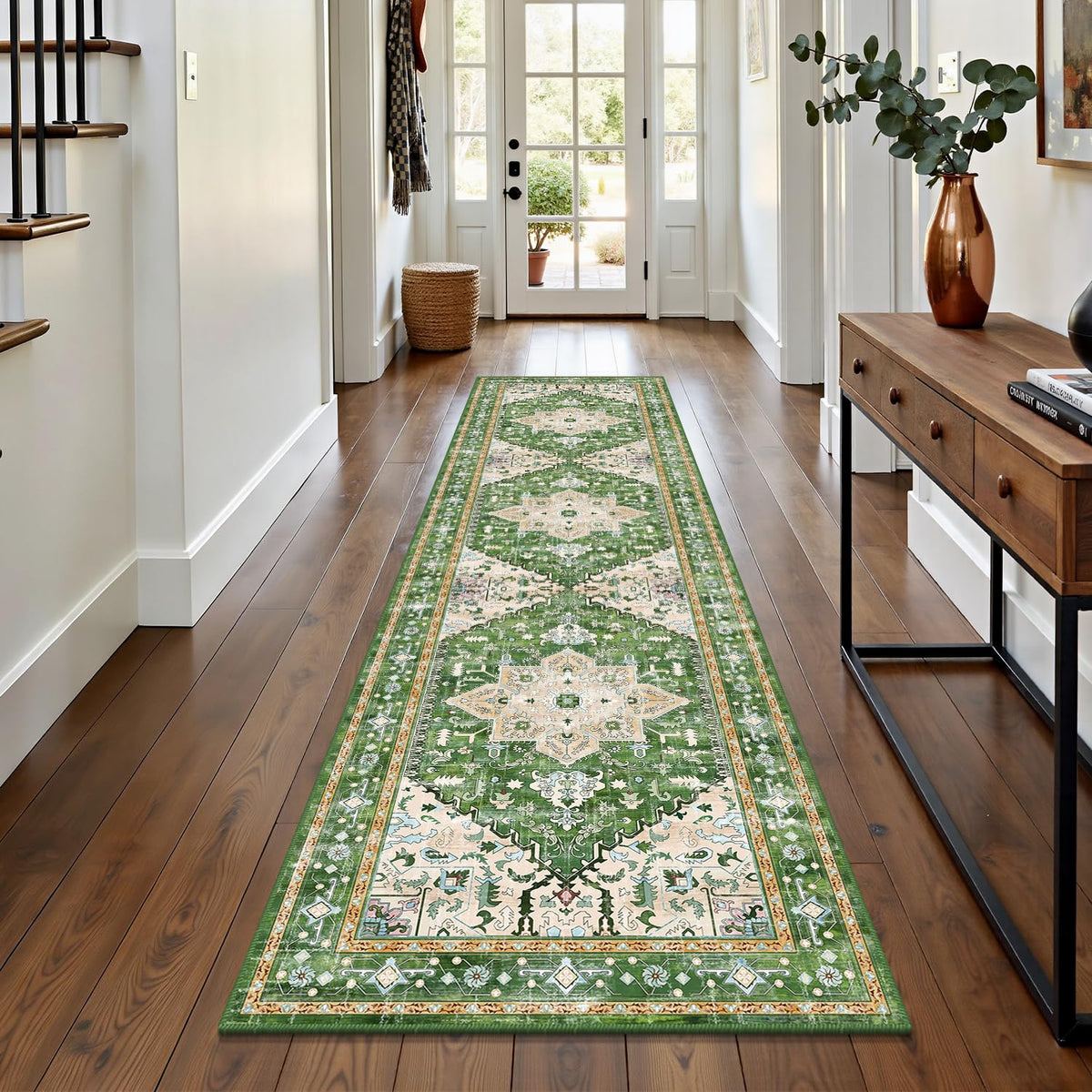 Yamaziot Washable Runner Rug, 2x8 Non-Slip Boho Vintage Hallway Kitchen Rug