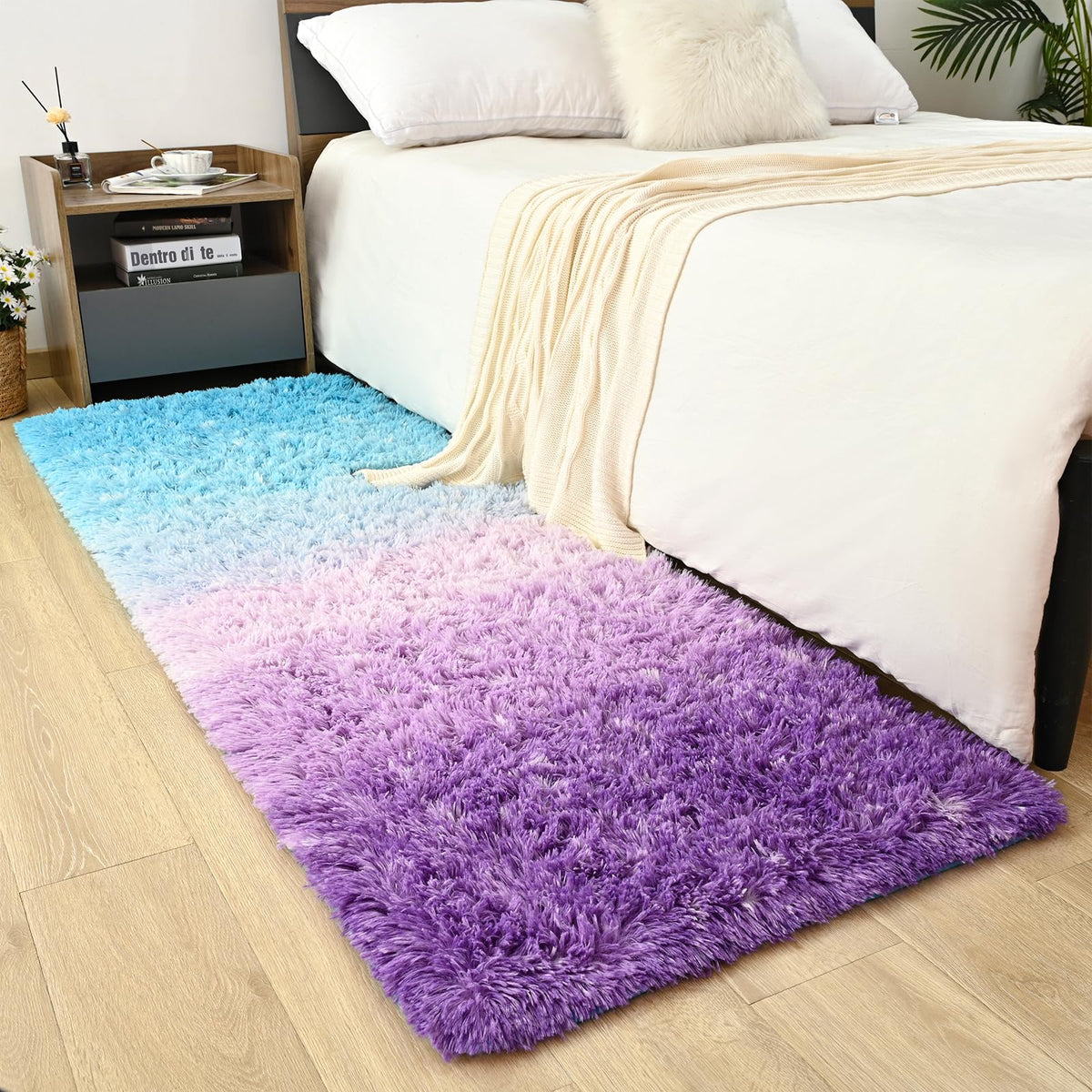 Sage Green Runner Area Rugs for Bedroom Living Room, 2x6 Feet Fluffy Bedside Rugs, Soft Shaggy Carpet Rug for Kids Room Nursery, Furry Rugs for Girls Boys Dorm Room Home Decor