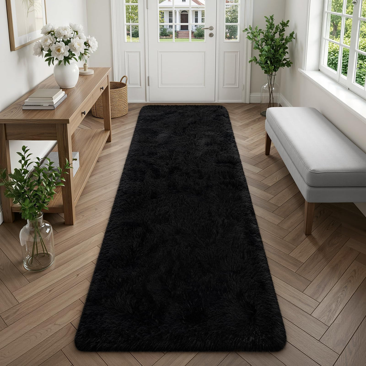 Deerhoo Runner Rugs 2x6 for Hallways Bedroom, Light Grey
