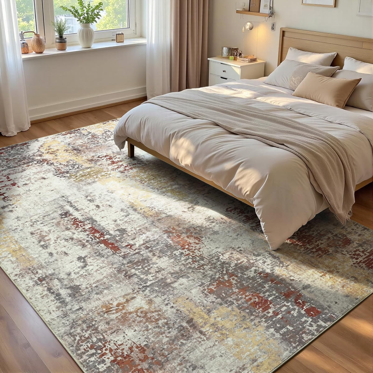 Ompaa 2x6 Rug Runners for Hallways Kitchen Runner Rug Non Slip Washable Grey Long Runner Rugs with Rubber Backing Soft Abstract Carpet Runner for Hallways, Kitchen, Bedroom, Bathroom, Entryway