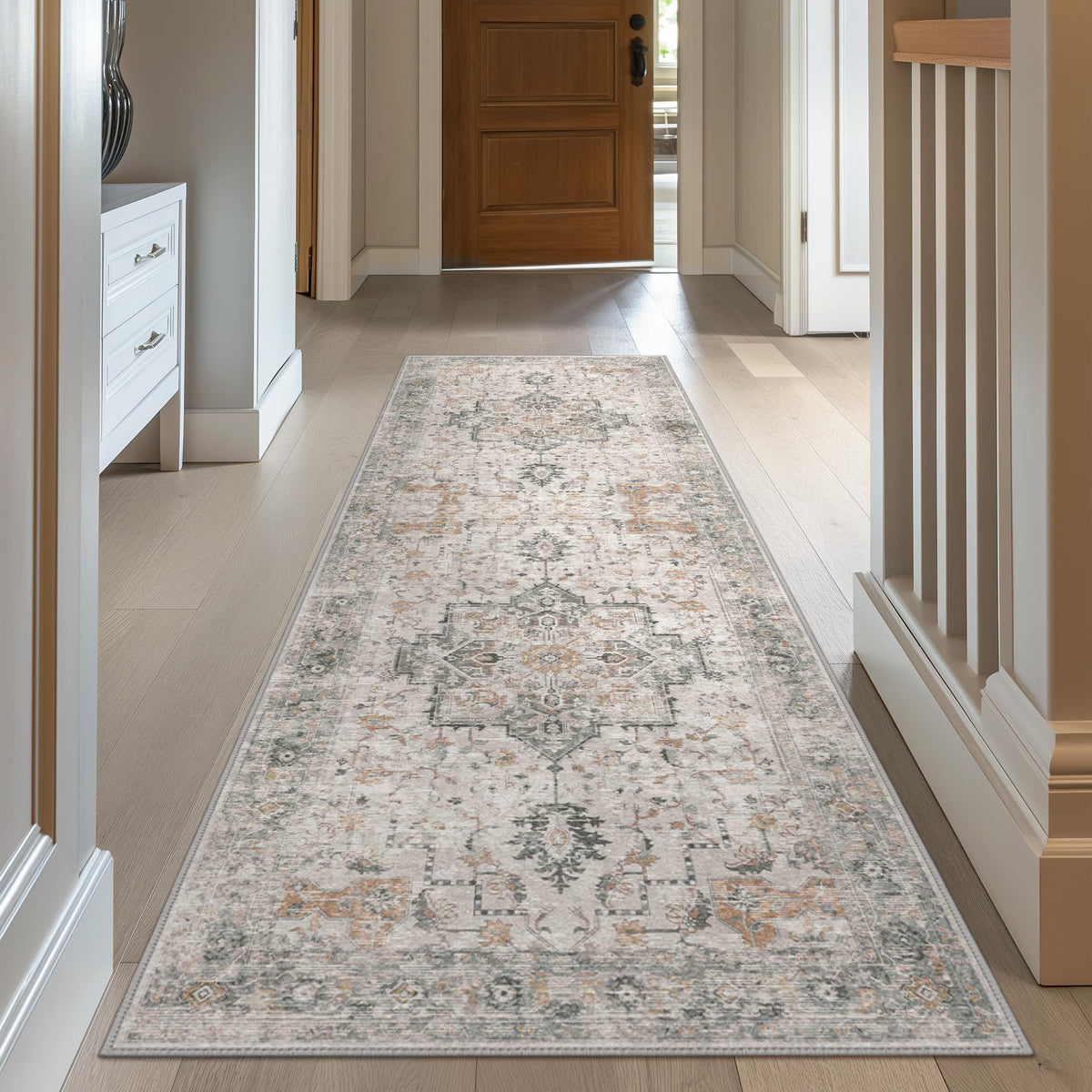 GENIMO 2x5 Washable Runner Rug Non Slip for Hallway, Light Taupe Brown