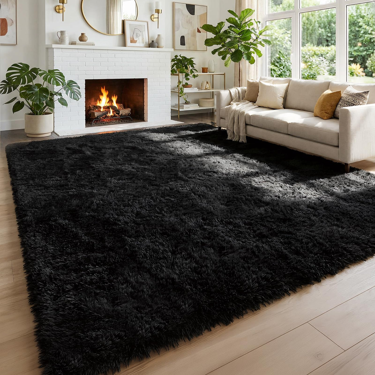 Amdrebio Burnt Orange Fall Shag Runner Area Rug 2x6 for Bedroom Living Room