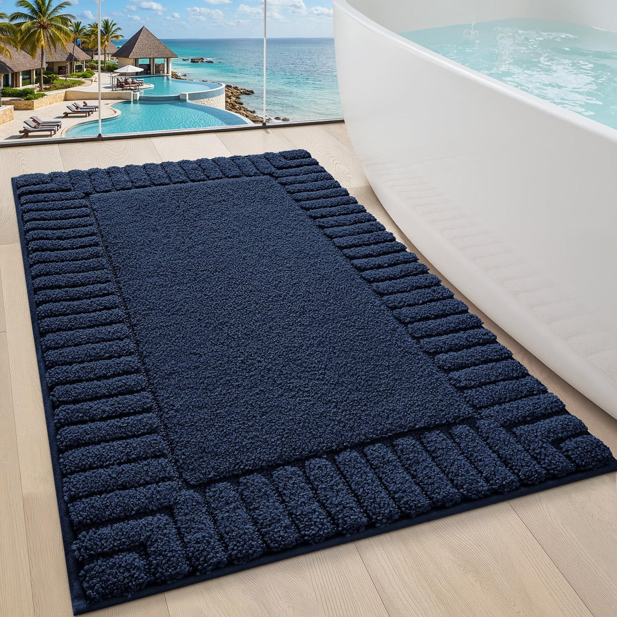 LUMI Soft Bathroom Rugs Absorbent, Non Slip Bath Mat 20x32, White