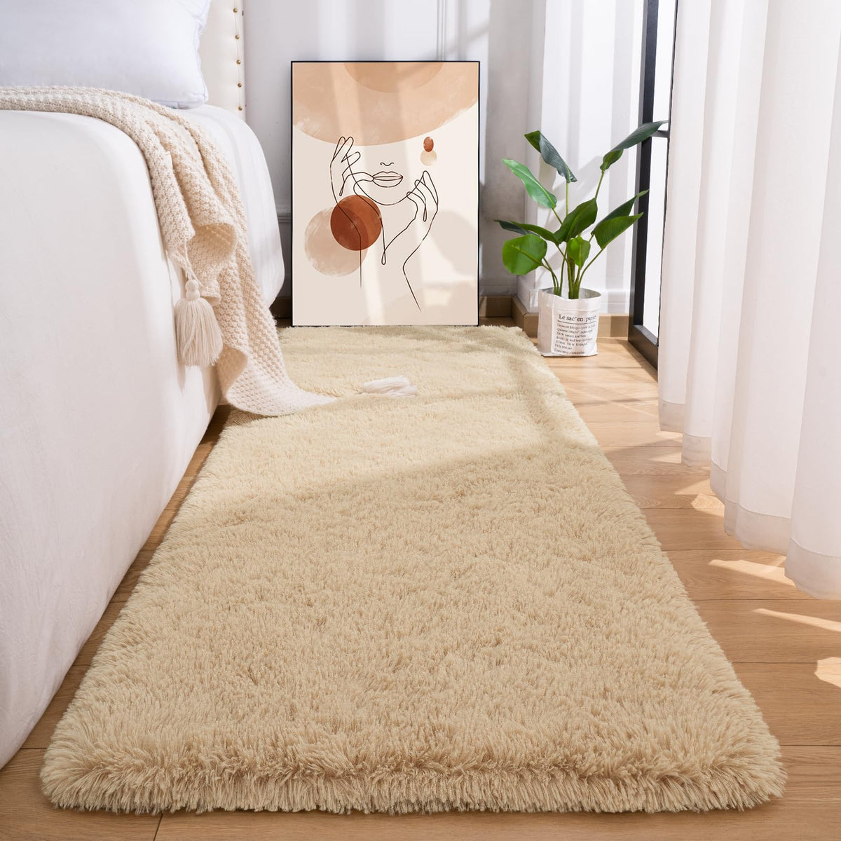 Przemy Fluffy Runner Rug for Bedroom Living Room, 2x6 Feet Dark Purple Shag Area Rugs, Soft Fuzzy Carpet for Bedside Nursery Kids Room College Dorm, Plush Throw Rug for Home Decor