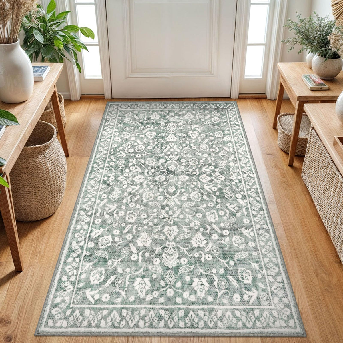 Vintage Washable Entryway Rug 2x3 Small Area Rug Non Slip Door Mat