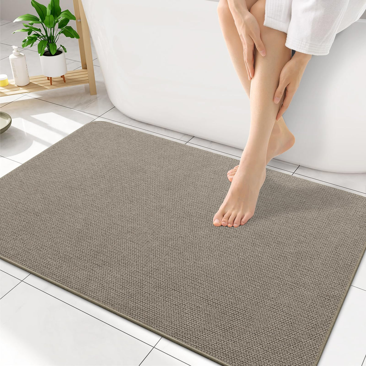 Smiry Ultra Thin Bath Mat 30X20, Non Slip Rubber Washable Bathroom Rugs